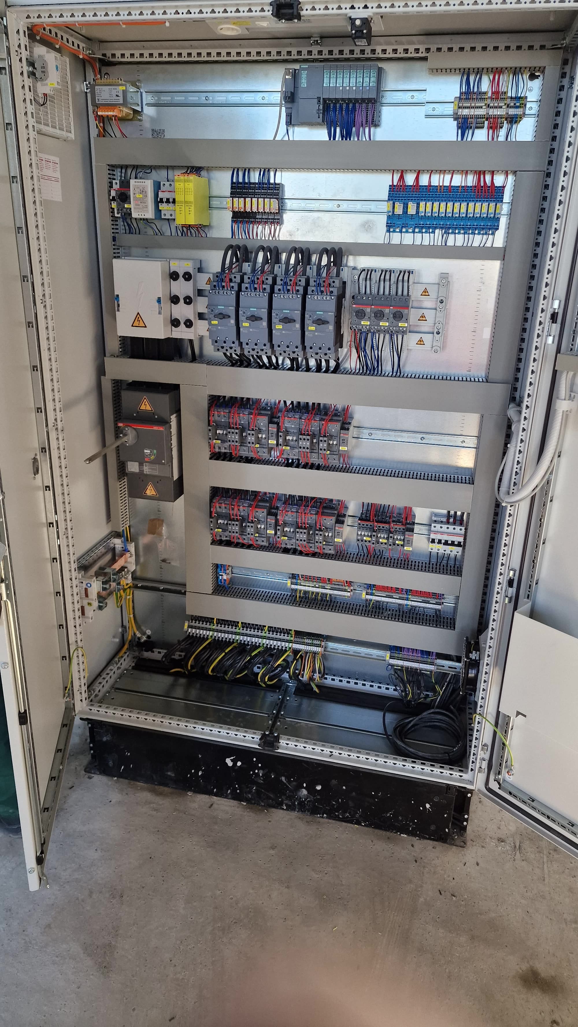 A control panel fitted out and wired